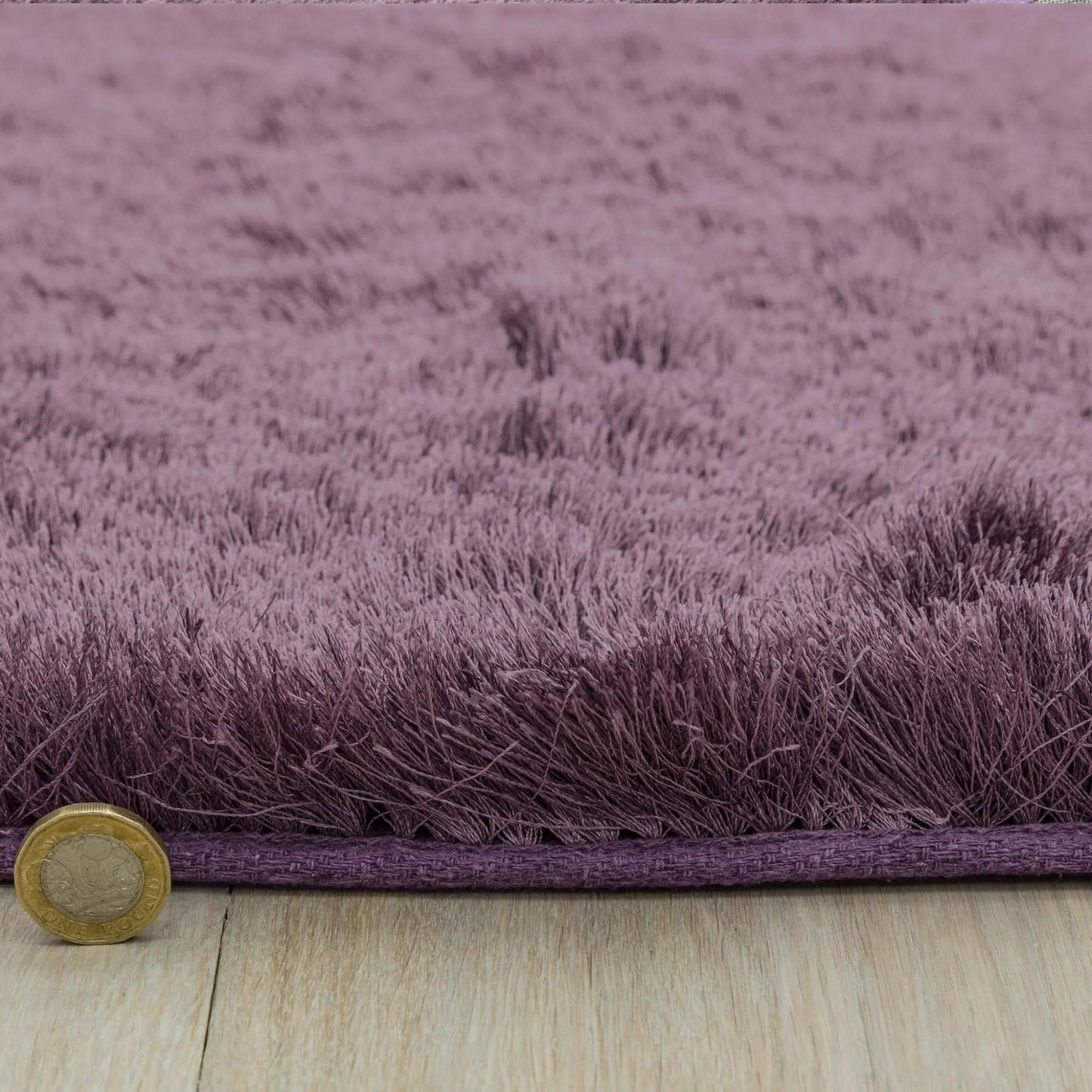 Whisper Shaggy Rug Silky Shiny Soft High Pile Plush Rug in Heather Purple – Luxurious Softness & Radiant Shine