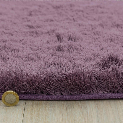 Whisper Shaggy Rug Silky Shiny Soft High Pile Plush Rug in Heather Purple – Luxurious Softness & Radiant Shine