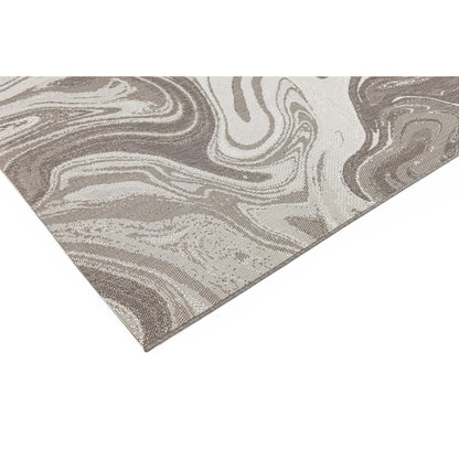Patio PAT20 Marble Abstract Swirl Natural Beige Indoor & Outdoor Flatweave Rug