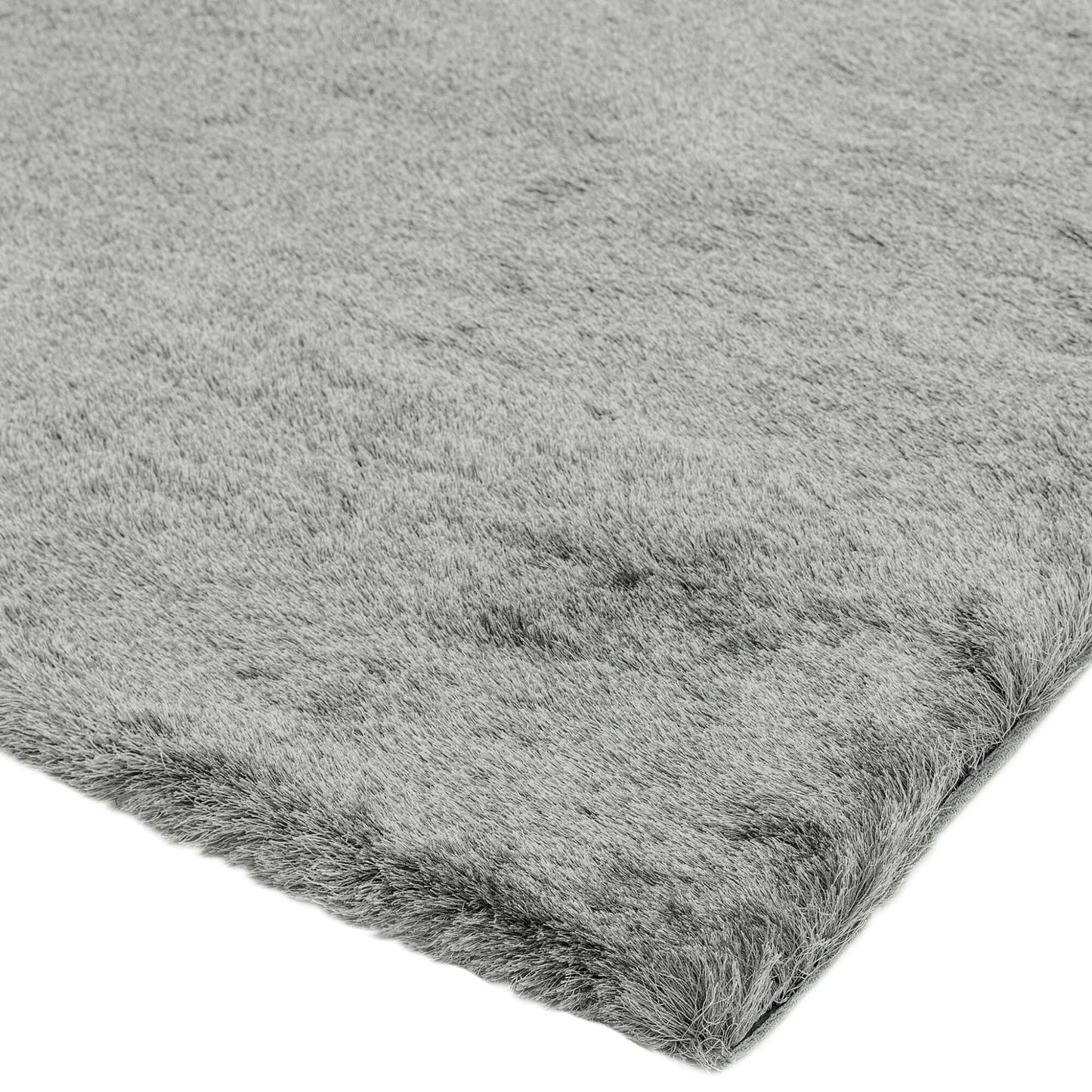 Whisper Shaggy Rug Silky Shiny Soft High Pile Plush Rug in Tungsten Silver – Luxurious Softness & Modern Shine