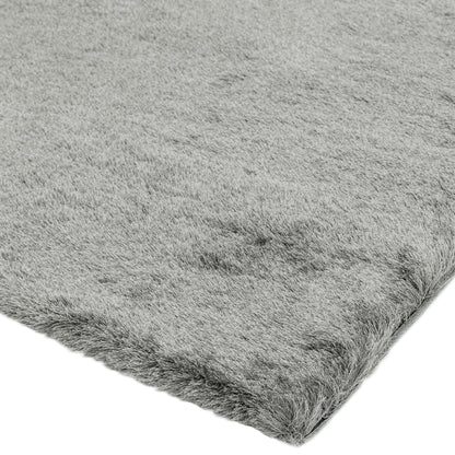 Whisper Shaggy Rug Silky Shiny Soft High Pile Plush Rug in Tungsten Silver – Luxurious Softness & Modern Shine