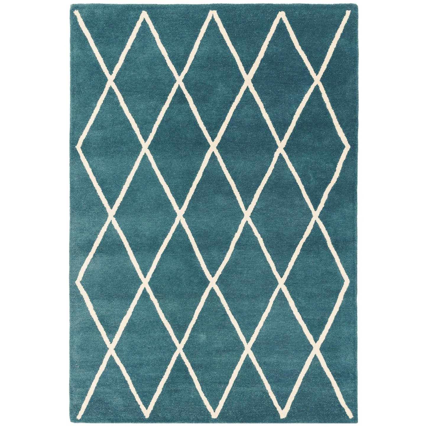 Albany Diamond Silver Teal – Bold Geometric Intrigue and Natural Wool Luxury