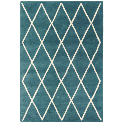 Albany Diamond Silver Teal – Bold Geometric Intrigue and Natural Wool Luxury