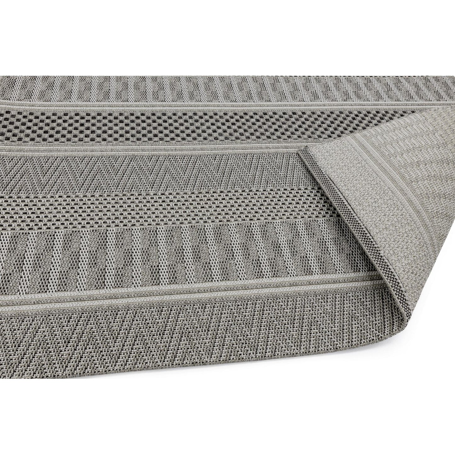 Varanda Stripe VA04 Geometric Neutral Grey Indoor & Outdoor Flatweave Rug
