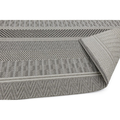 Varanda Stripe VA04 Geometric Neutral Grey Indoor & Outdoor Flatweave Rug