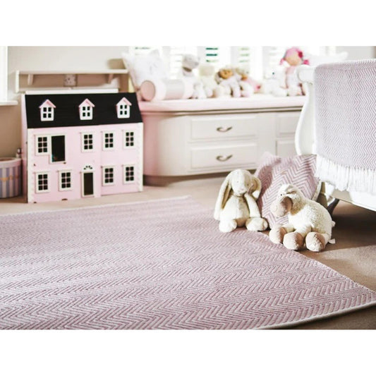 Hug Rug Recycled Washable Rug – Rose Pink – Indoor Outdoor Reversible Herringbone Rug