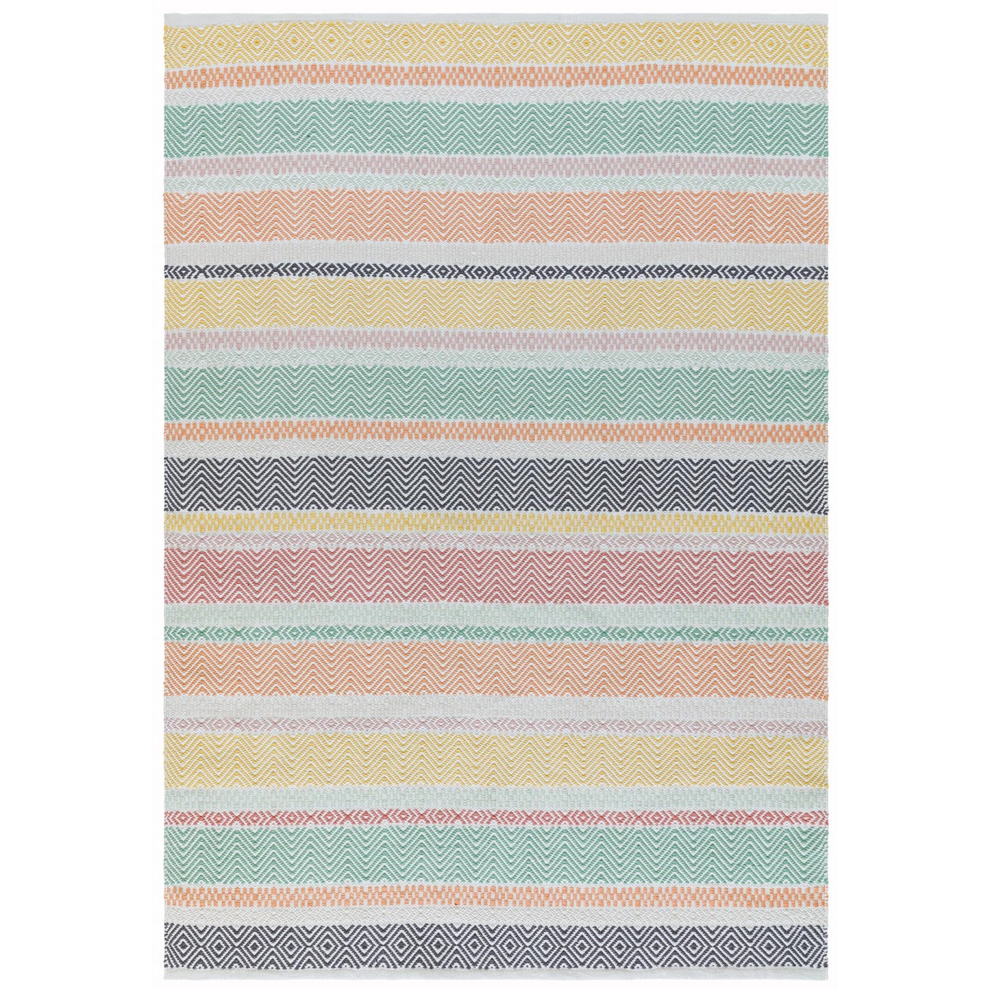 Boardwalk Reversible Eco-Friendly Pastel Multi Colours Striped Indoor & Outdoor Area Rug