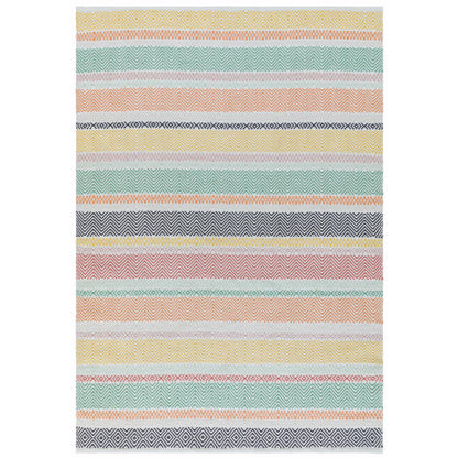 Boardwalk Reversible Eco-Friendly Pastel Multi Colours Striped Indoor & Outdoor Area Rug