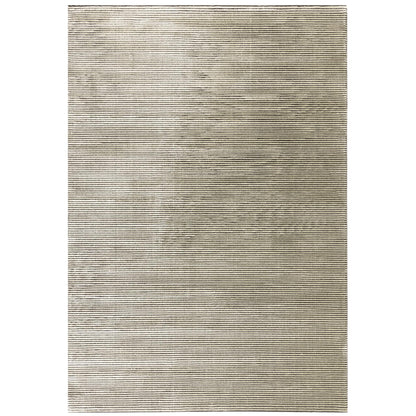 Kuza Plain Stripe Soft Silky Velvety Modern Rug in Khaki