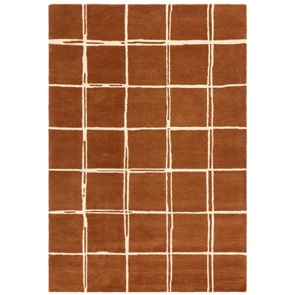 Albany Grid Orange Rust – Bold Geometric Intrigue and Natural Wool Luxury