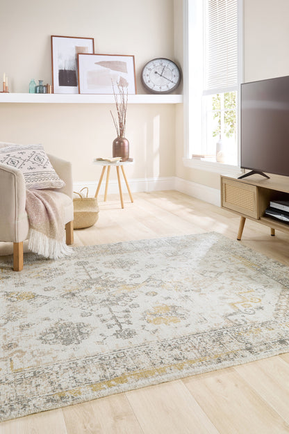 Origins Vogue Traditional Vintage Look Rug in Light Grey Ochre