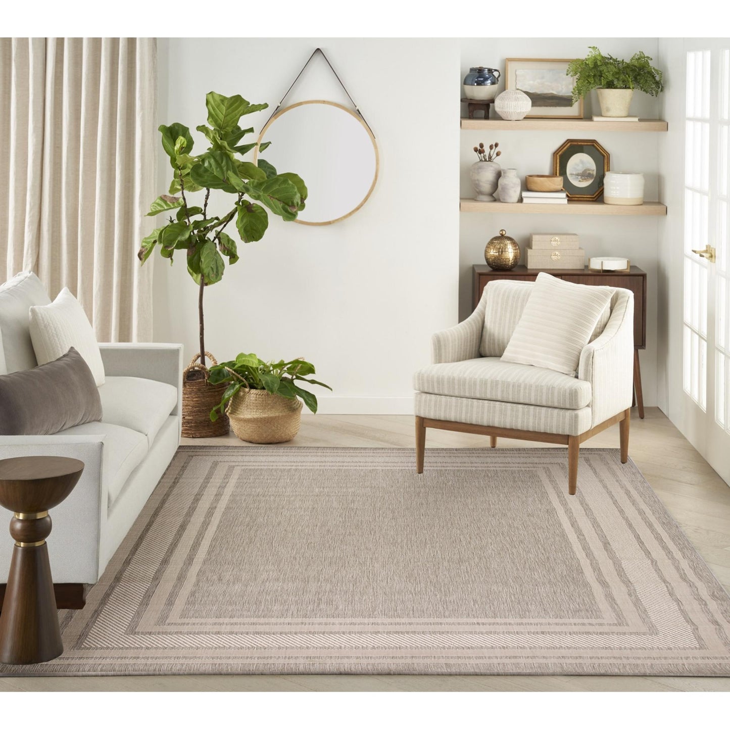 Horizon HOZ03 Modern Bordered Light Grey Indoor & Outdoor Flatweave Rug