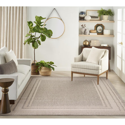 Horizon HOZ03 Modern Bordered Light Grey Indoor & Outdoor Flatweave Rug