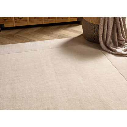 Origins Borders Hand Loom Woven Wool Bordered Rug Hallway in Natural Beige