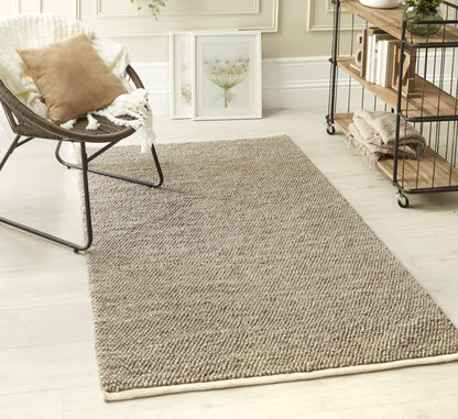 La Playa Hand Woven Pebble Wool Rug in Rustic Beige