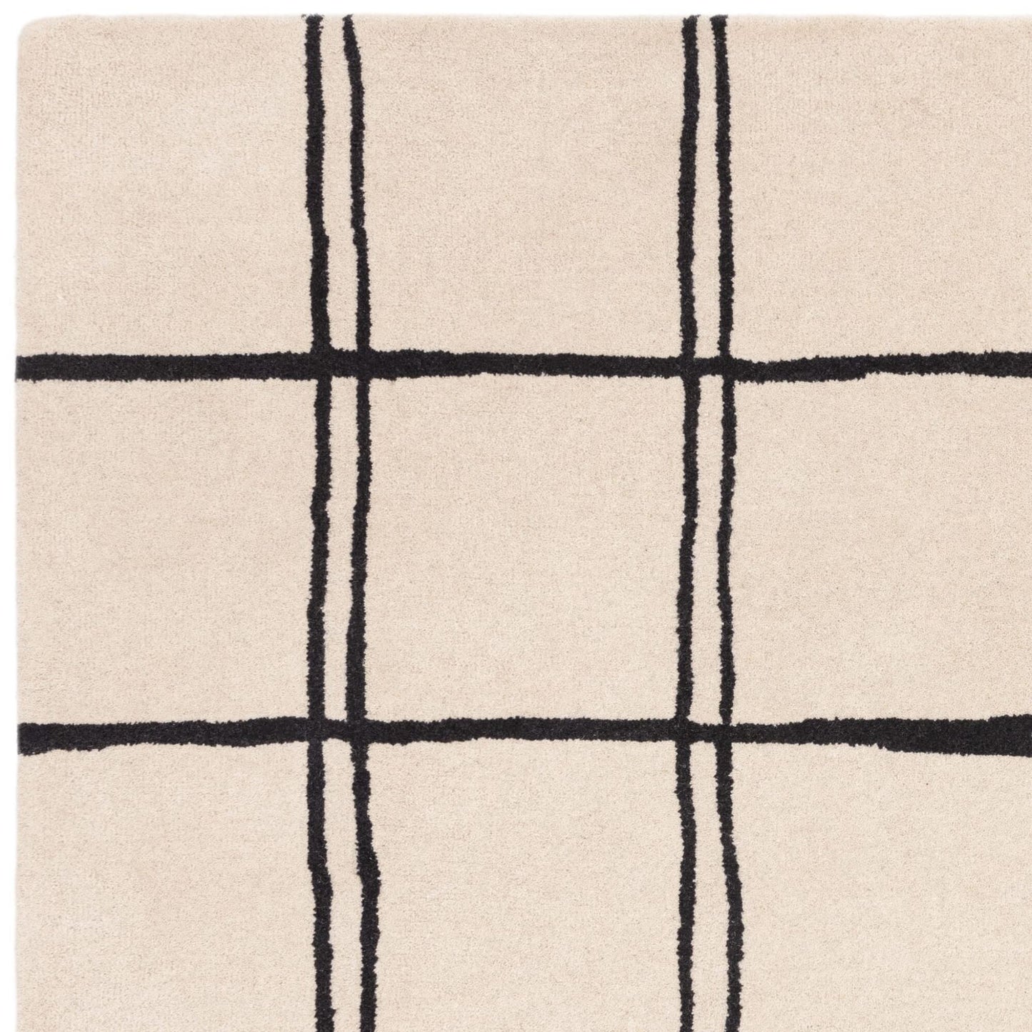 Albany Grid Monochrome Geometric Hand Tufted Wool Rug