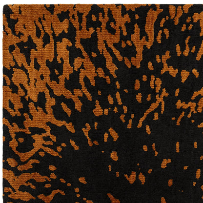 Wilder Splash Charcoal Orange Animal Inspired Rug – Modern Soft Textured Polyester Carpet