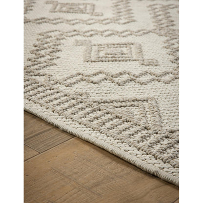 Atlas Diamond Cream Geometric Textured Indoor & Outdoor Flatweave Rug