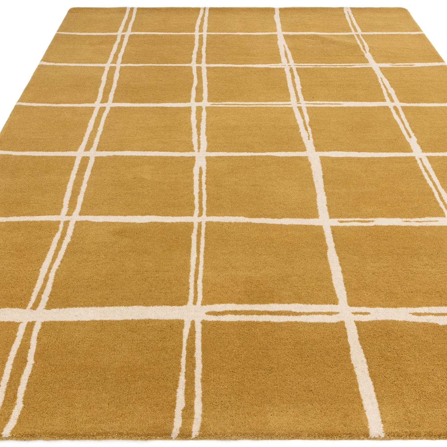 Albany Grid Gold – Bold Geometric Intrigue and Natural Wool Luxury