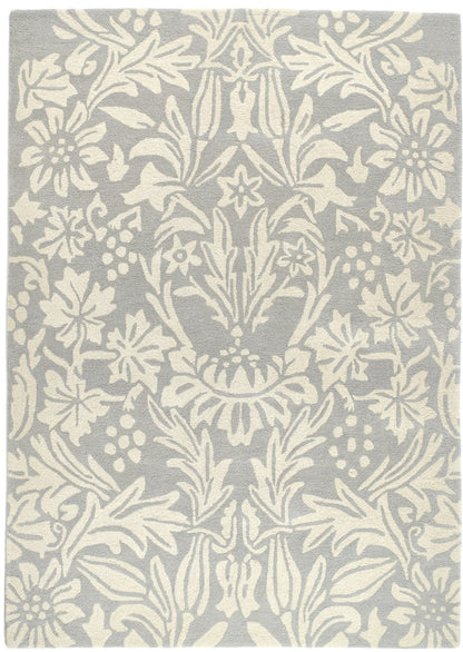 Heritage 1 Floral Pure Wool Damask Hand Tufted Rug in Lavender