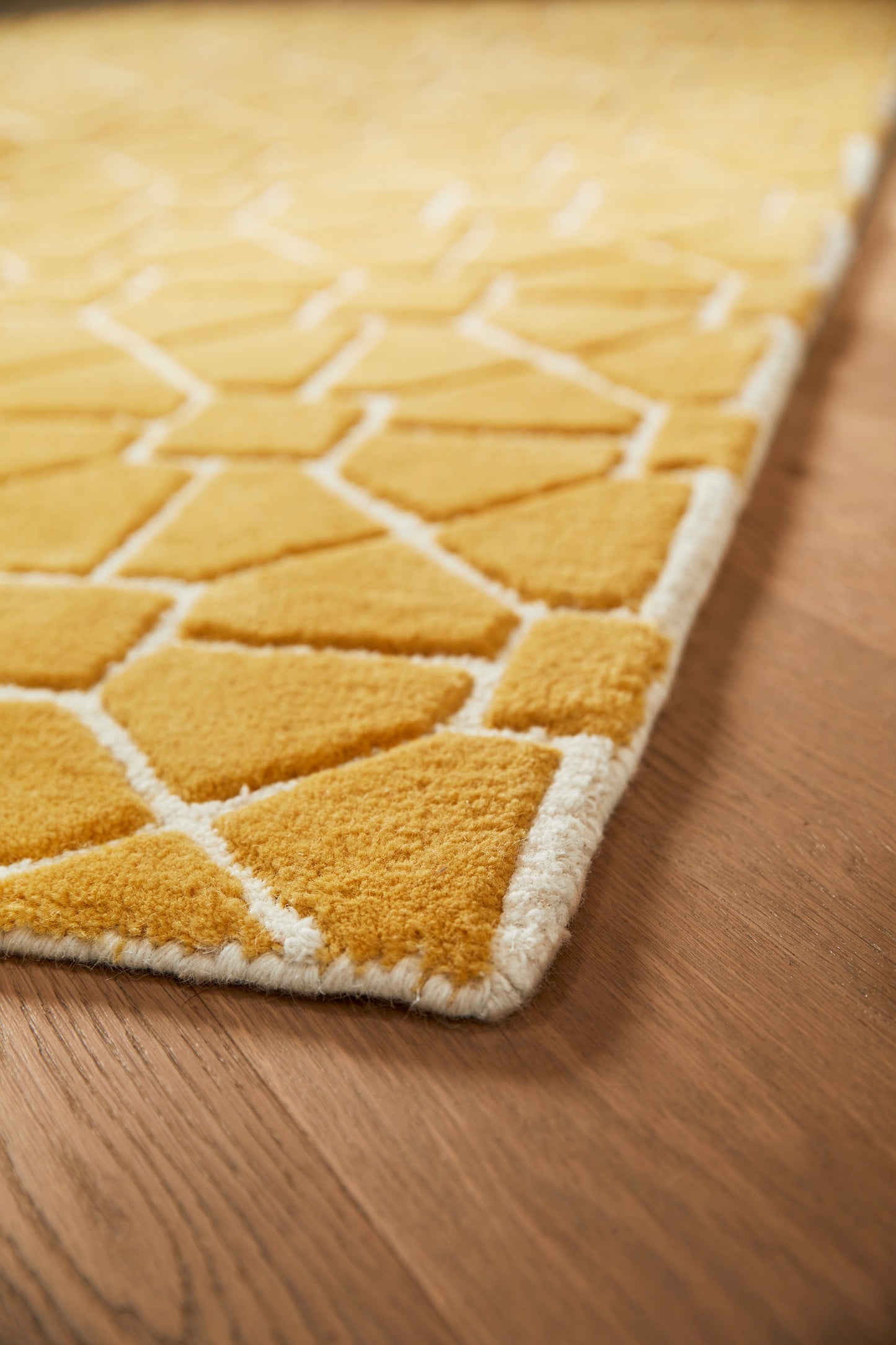 Origins Harmony Hand Tufted Geometric Wool Rug in Ochre Yellow