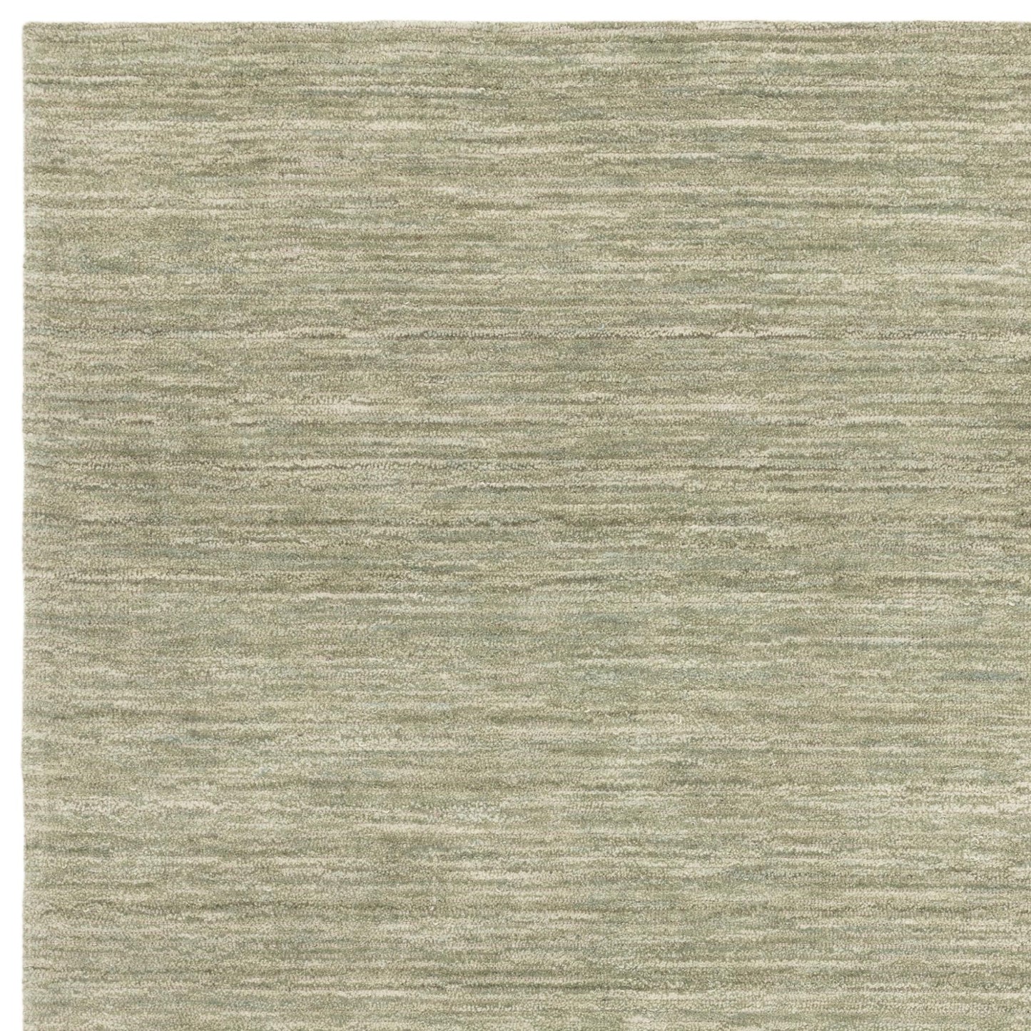 Hazy Pistachio Green Handwoven Rug – Tip-Sheared Finish Soft Wool Blend Plain Striped Carpet for Modern Interiors