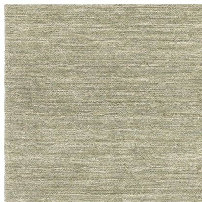Hazy Pistachio Green Handwoven Rug – Tip-Sheared Finish Soft Wool Blend Plain Striped Carpet for Modern Interiors