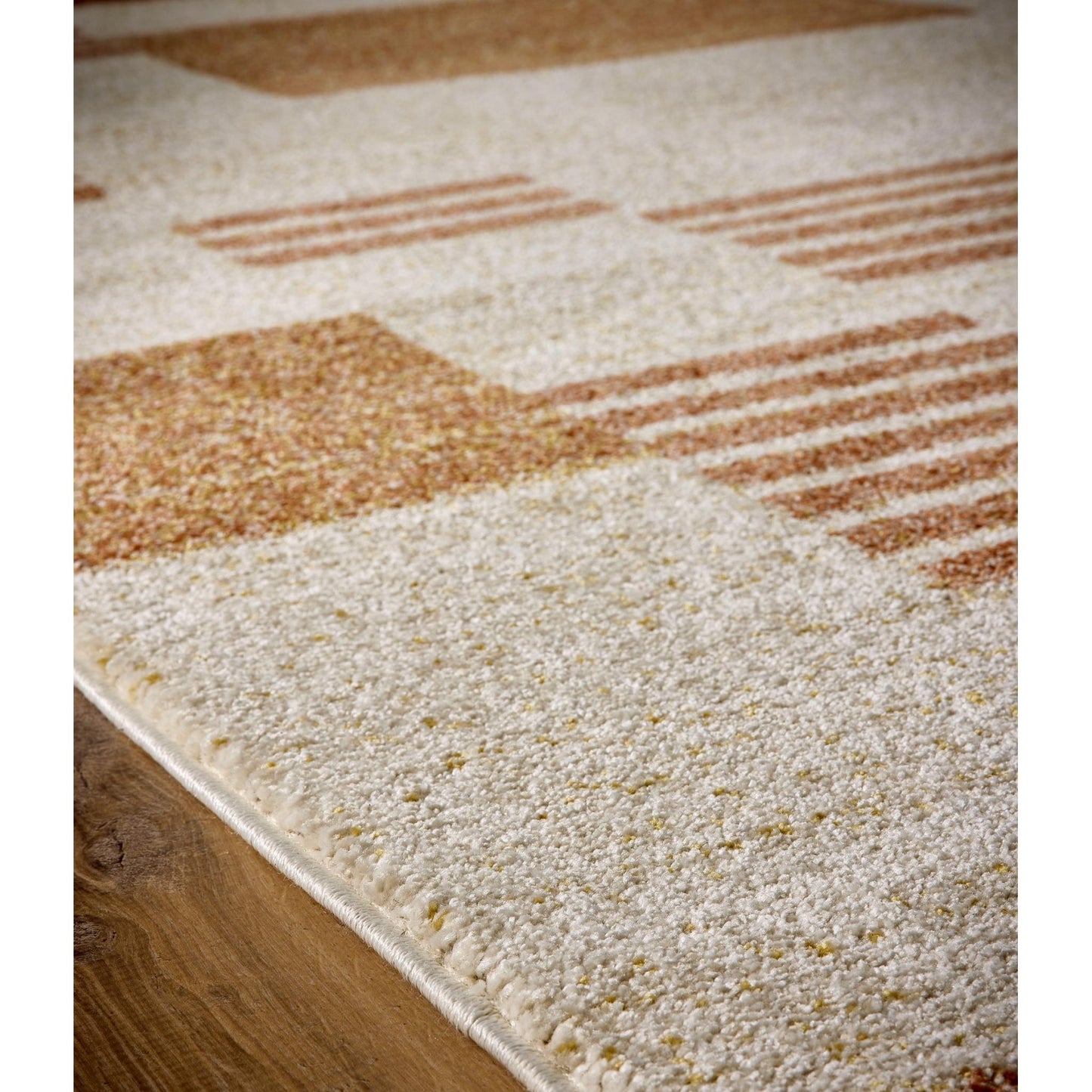 Geometric Blocks Terracotta Rug for Living Room Bedroom Kitchen Non-Shedding Soft Tribal Nomad Rust Beige Area Rug