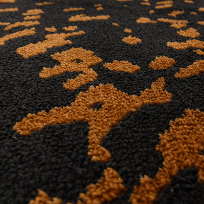 Wilder Splash Charcoal Orange Animal Inspired Rug – Modern Soft Textured Polyester Carpet