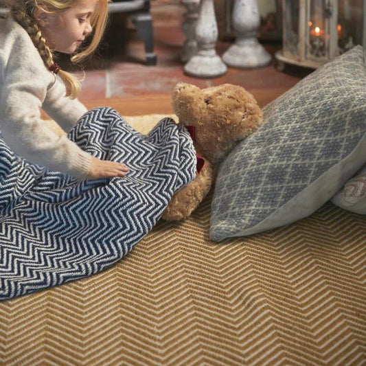 Hug Rug Recycled Washable Rug – Gold – Indoor Outdoor Reversible Herringbone Rug
