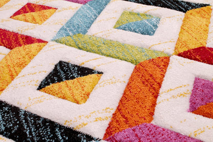 Lord of Rugs Spectra, handgeschnitzter, geometrischer, regenbogenfarbener, lebendiger, mehrfarbiger, weicher Teppich