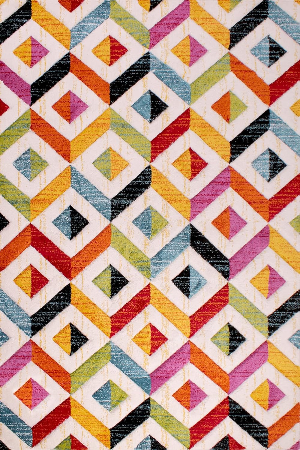 Lord of Rugs Spectra, handgeschnitzter, geometrischer, regenbogenfarbener, lebendiger, mehrfarbiger, weicher Teppich