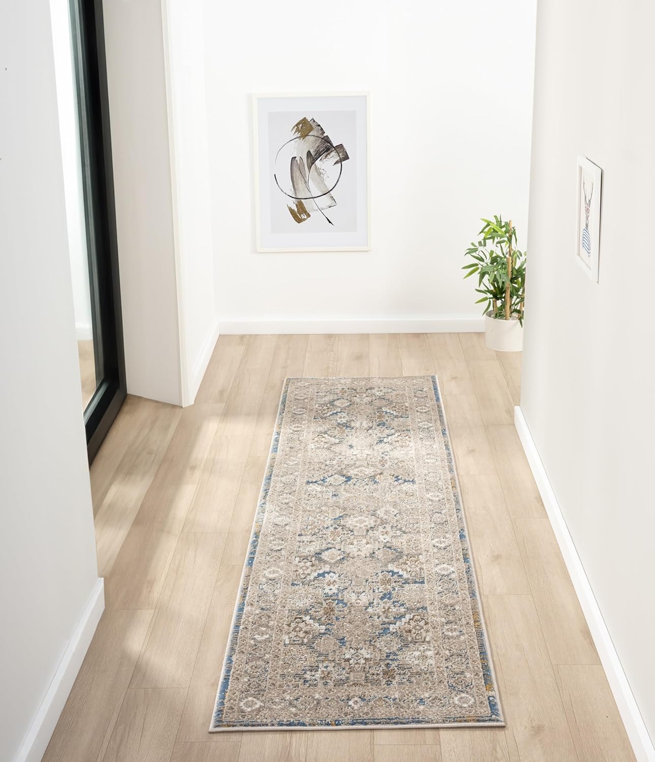 Läufer 550AG mit blauem Rand – traditioneller, rutschfester Vintage-Teppich (300 x 80 cm)