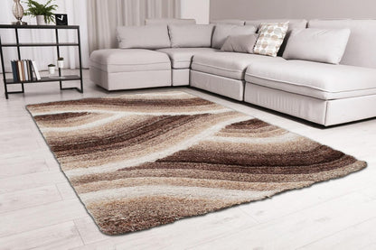 Wave 3D Shaggy Teppich – Latte – 160x230 cm Weicher Plüsch Hochflor Teppich