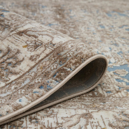 Bordered Blue 553A2 Vintage Runner – Traditioneller rutschfester Flurteppich (230 x 66 cm und 300 x 80 cm)