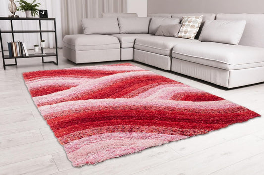 Wave 3D Shaggy Teppich – Lila – 160x230 cm Weicher Plüsch Hochflor Teppich