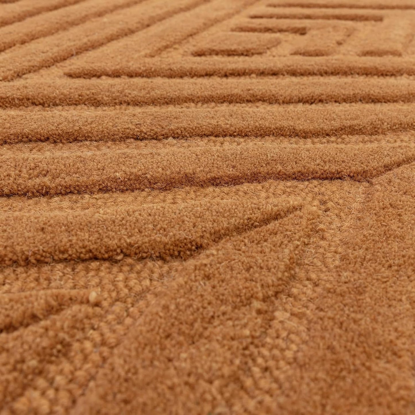 Hague Hand Made Wool Rug for Bedroom Dining Living Room Geometric Lines Tufted Modern Classic Soft Luxury Rug Desert Sand