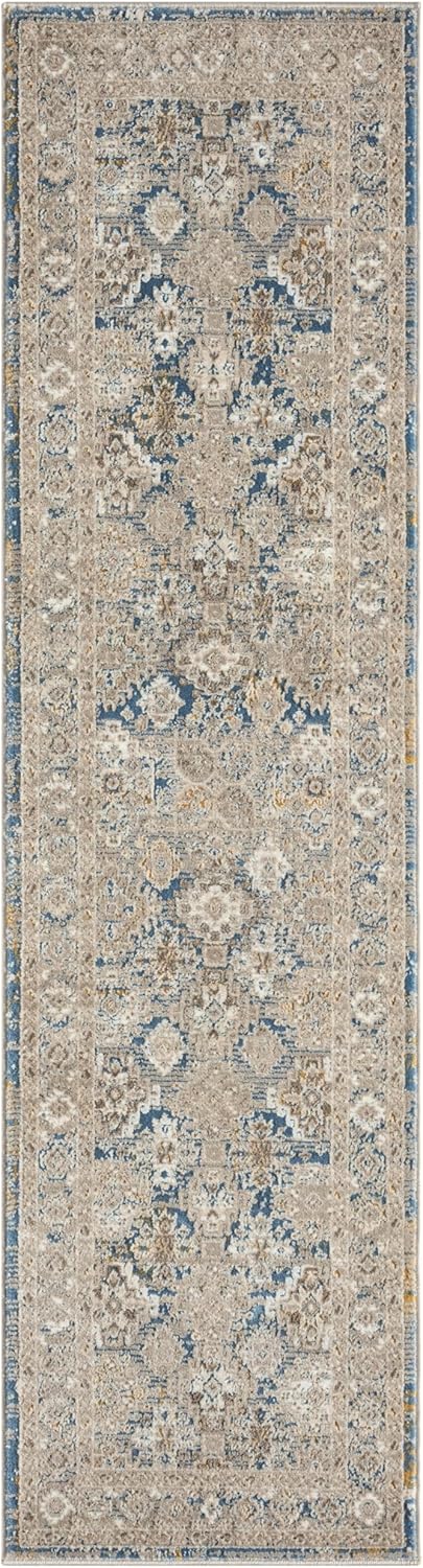 Läufer 550AG mit blauem Rand – traditioneller, rutschfester Vintage-Teppich (300 x 80 cm)