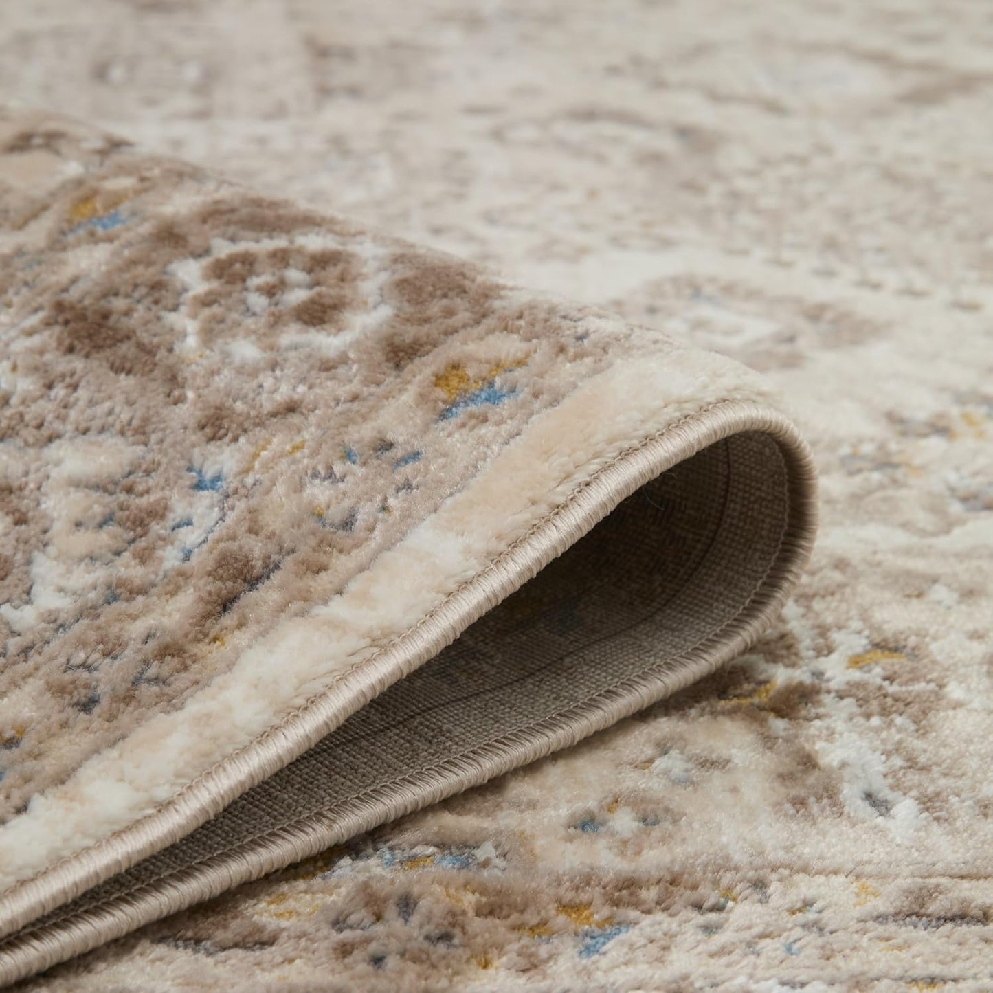 Bordered Cream Brown 550AQ Runner – Traditional Vintage Non-Slip Hallway Carpet