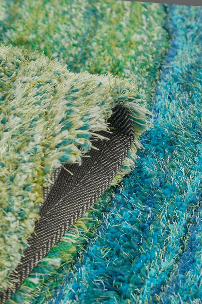 Lena Wave 3D Shaggy Rug – Teal Blue – 160x230 cm Soft Plush High Pile Carpet