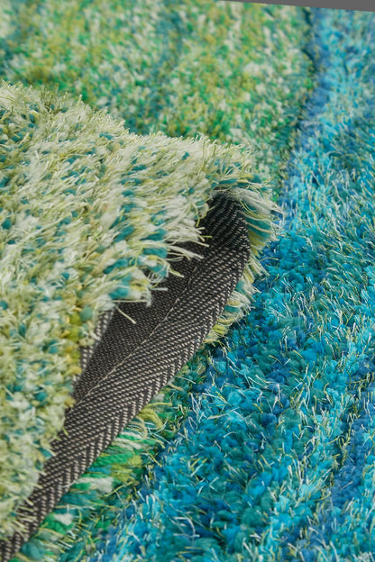 Shaggy-Teppich für Wohnzimmer, Schlafzimmer, Esszimmer, weicher Plüsch, flauschig, seidig, für den Bodenbereich, Lena, Wellenmuster, 3D-Shaggy-Teppich in großer Größe, 160 x 230 cm (5'3" x 7'7")