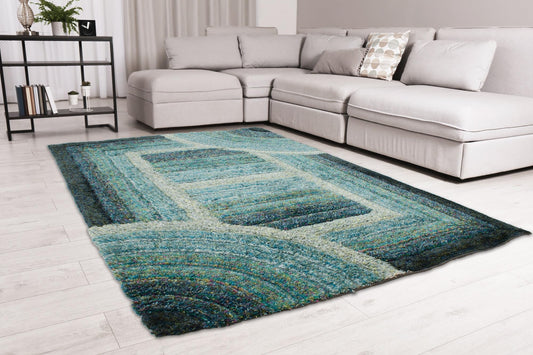 Shaggy-Teppich für Wohnzimmer, Schlafzimmer, Esszimmer, weicher Plüsch, flauschig, seidig, für den Boden, Gittermuster, 3D-Shaggy-Teppich in großer Größe, 160 x 230 cm (5'3" x 7'7")