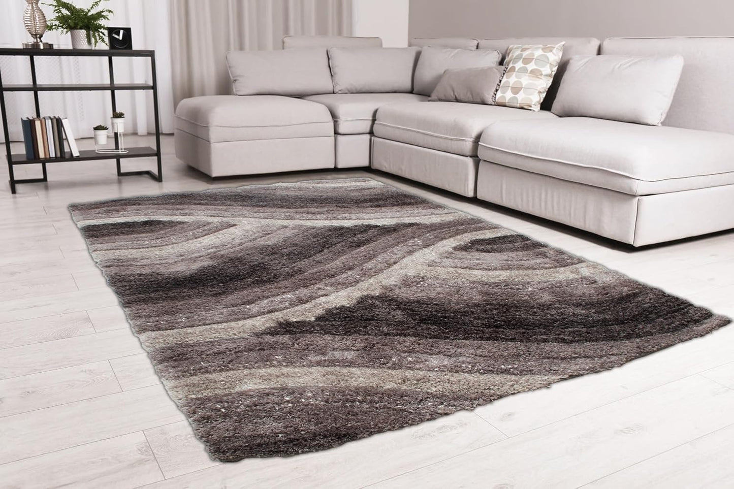 Wave 3D Shaggy Teppich – Anthrazit – 160x230 cm Weicher Plüsch Hochflor Teppich