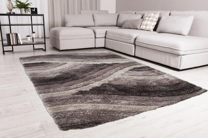 Wave 3D Shaggy Teppich – Anthrazit – 160x230 cm Weicher Plüsch Hochflor Teppich