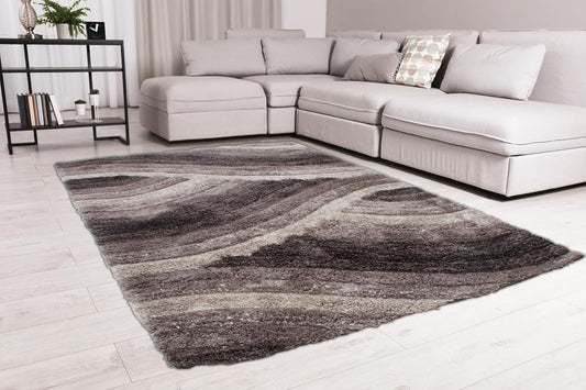 Wave 3D Shaggy Teppich – Anthrazit – 160x230 cm Weicher Plüsch Hochflor Teppich