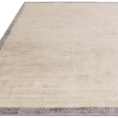 Blade Border Plain Viskose-Teppich – handgewebt, im Used-Look, hochglänzend, seidig weich, luxuriös