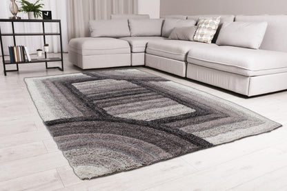 Shaggy-Teppich für Wohnzimmer, Schlafzimmer, Esszimmer, weicher Plüsch, flauschig, seidig, für den Boden, Gittermuster, 3D-Shaggy-Teppich in großer Größe, 160 x 230 cm (5'3" x 7'7")