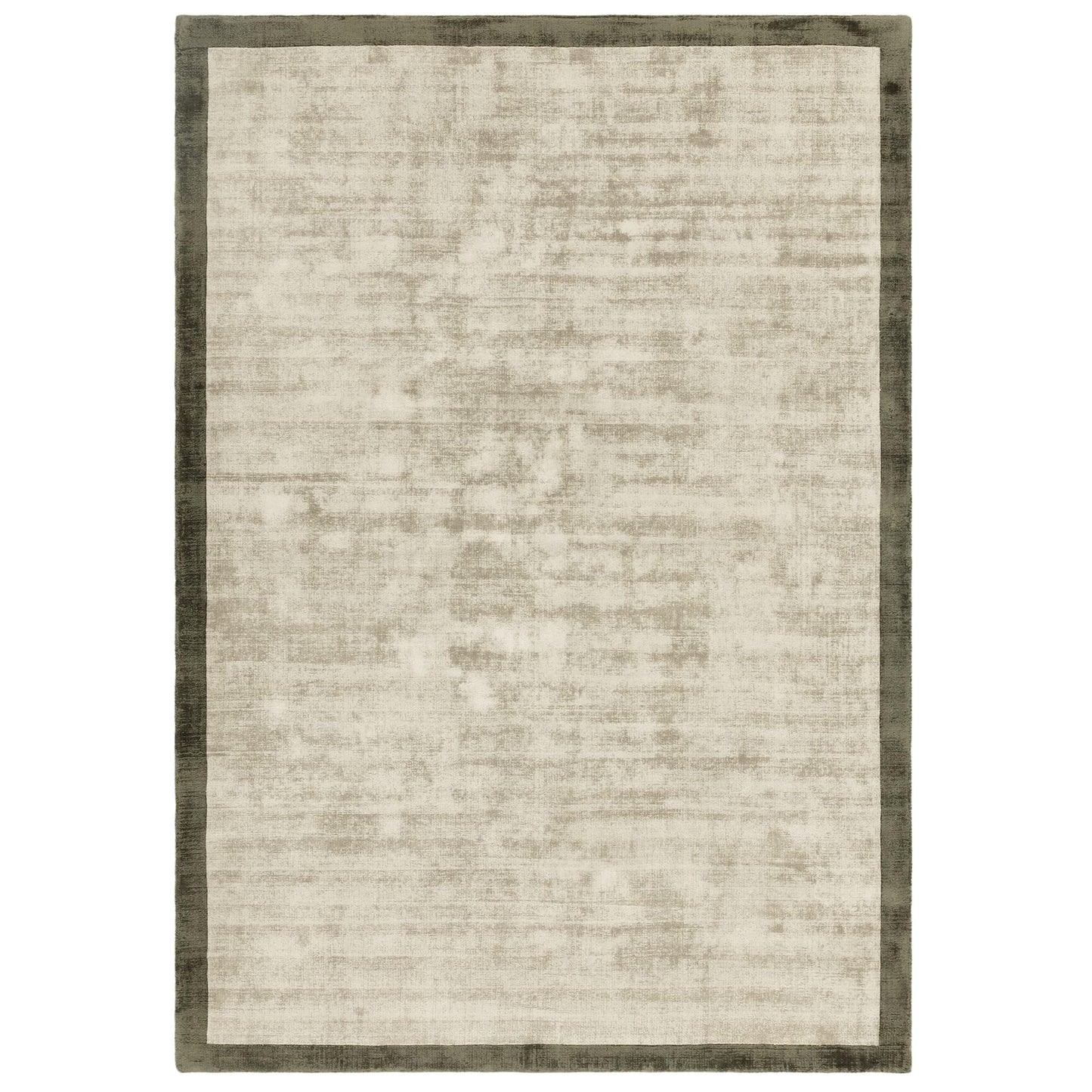 Blade Border Plain Viskose-Teppich – handgewebt, im Used-Look, hochglänzend, seidig weich, luxuriös