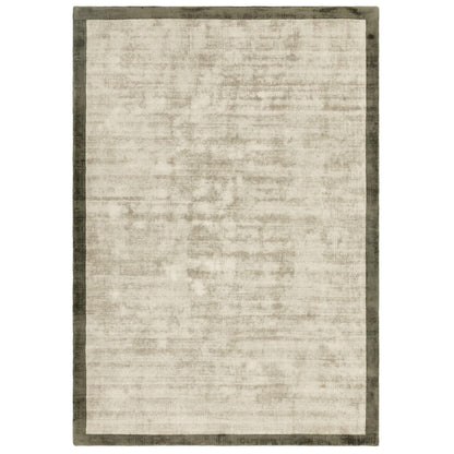 Blade Border Plain Viskose-Teppich – handgewebt, im Used-Look, hochglänzend, seidig weich, luxuriös