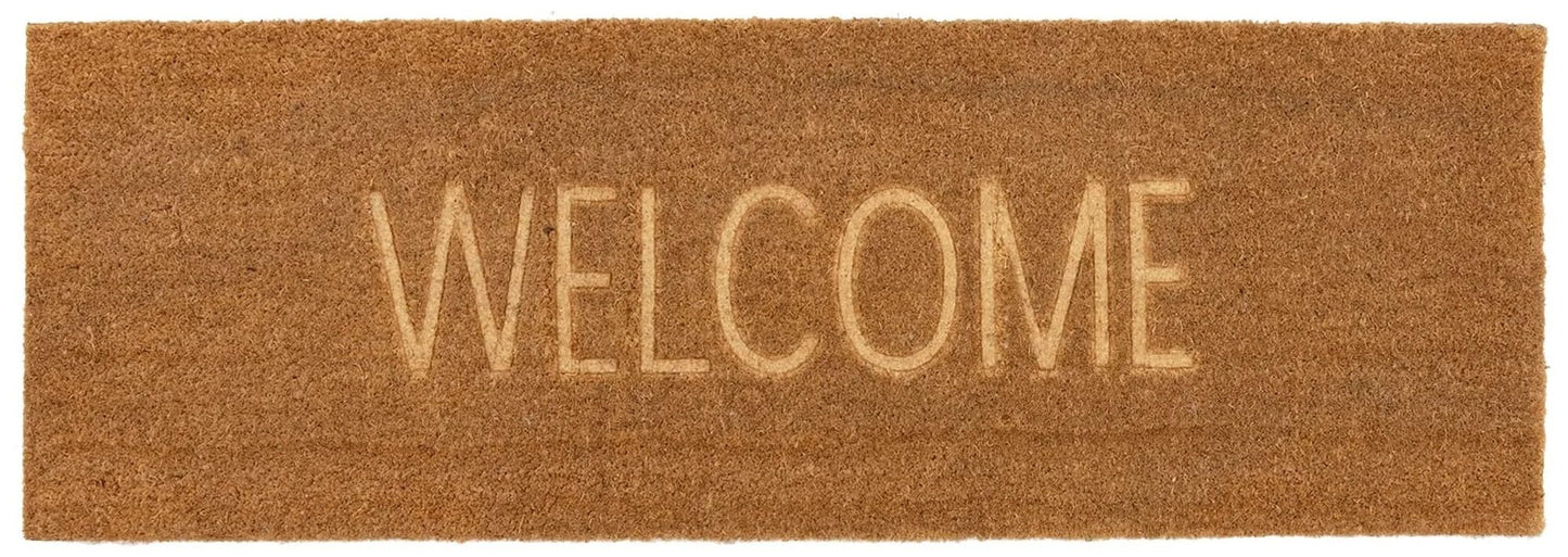 Fußmatte mit Aufschrift „Welcome Greetings“ für Tür, Eingang, Zuhause, Garten, Außenbereich, natürliche Kokosfaser, langlebiger Schlammstopper, Schmutzfänger, Bodenmatte, rutschfeste Fußmatte